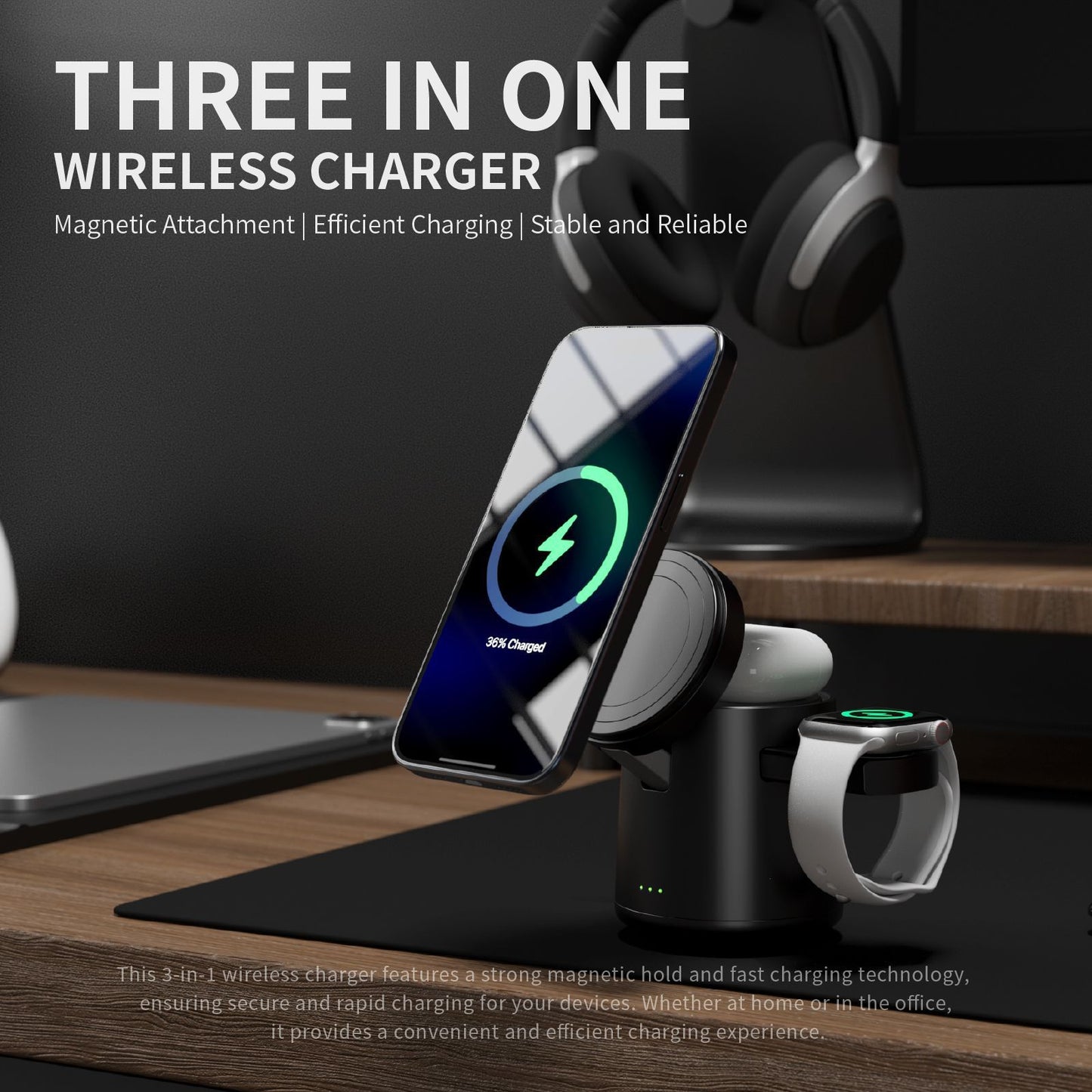 MagFlow™ Qi2 3-in-1 Foldable Charging Station for iPhone 16/15/14, Apple Watch & AirPods