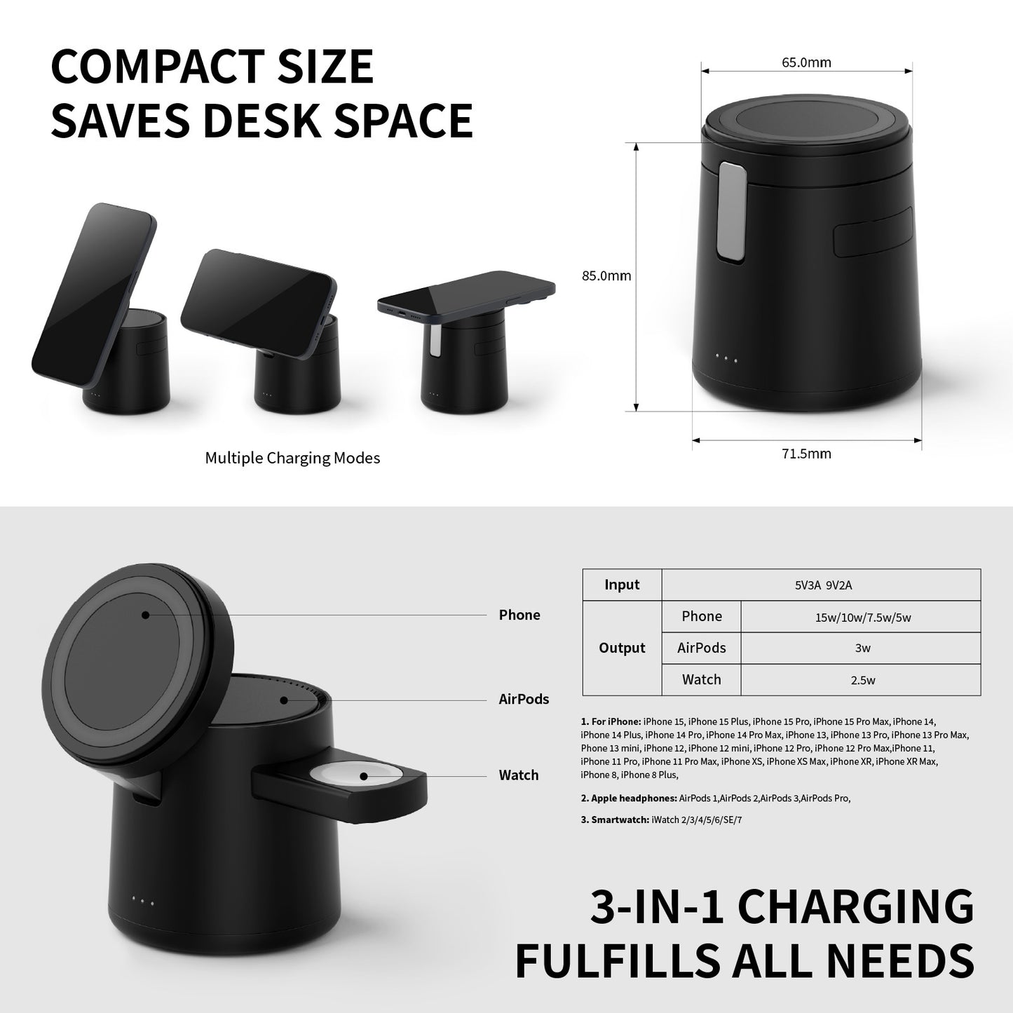 MagFlow™ Qi2 3-in-1 Foldable Charging Station for iPhone 16/15/14, Apple Watch & AirPods